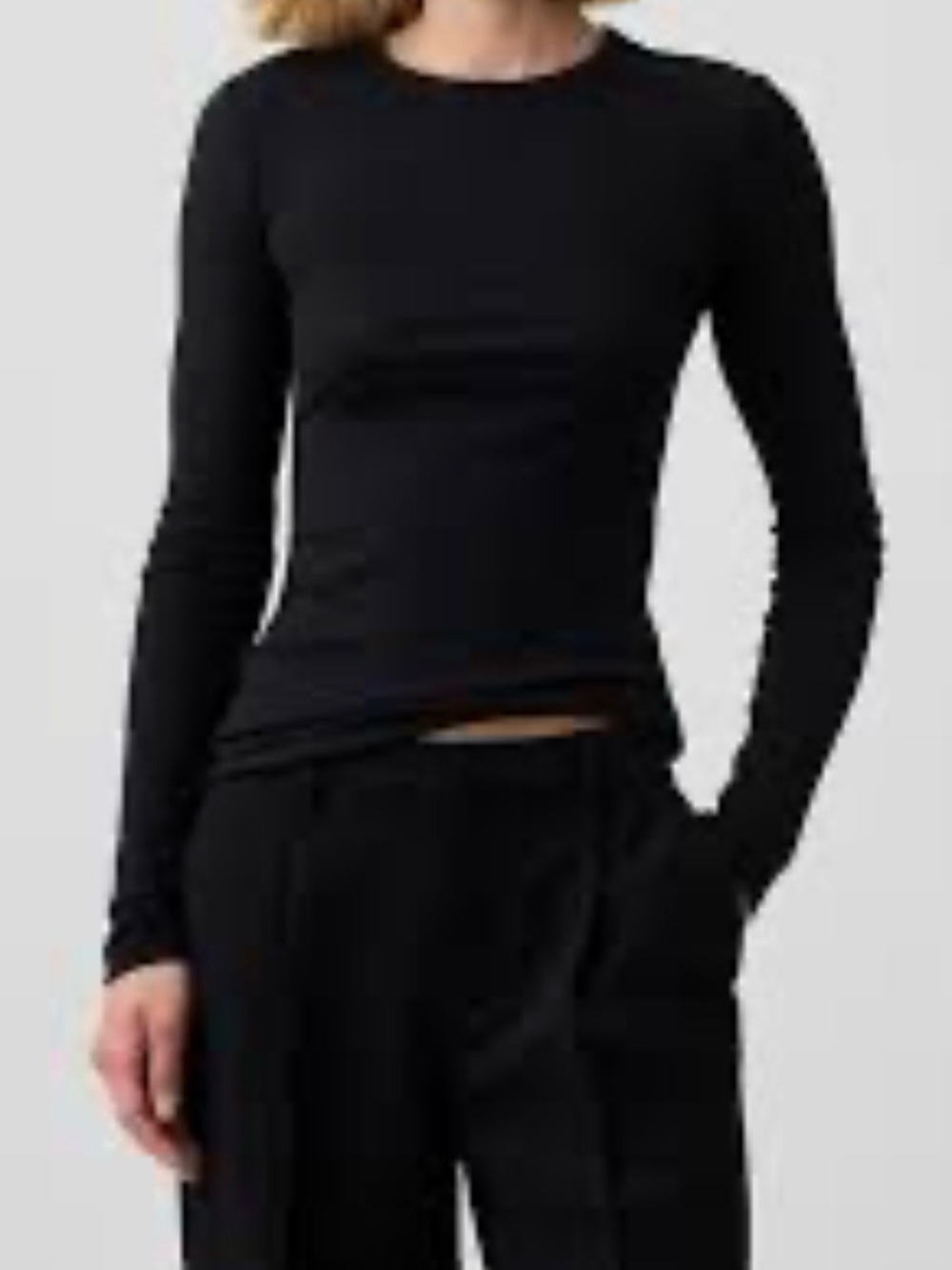 Beverly Hills Polo Club Ribbed Knit Thermal Long Sleeve Fitted Top Medium